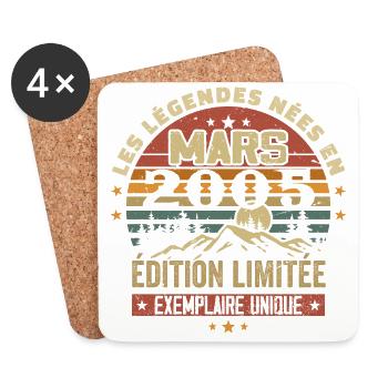 Vintage 2005 Mars Cadeau Anniversaire Rétro 2005 - Dessous de verre (lot de 4) - blanc - Devant