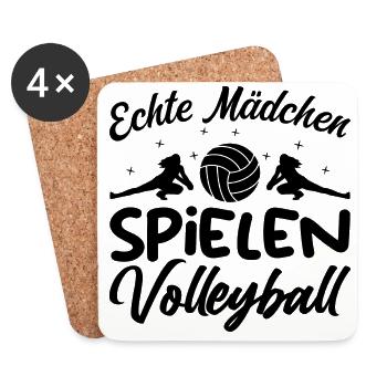 Echte Mädchen Spielen Volleyball - Untersetzer (4er-Set) - Weiß - Vorne