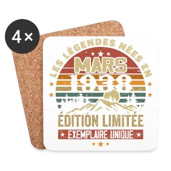 Vintage 1938 Mars Cadeau Anniversaire Rétro 1938 - Dessous de verre (lot de 4) - blanc - Devant