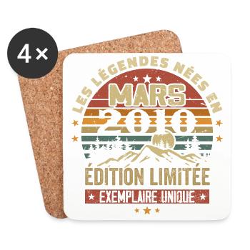 Vintage 2010 March Retro Anniversary Gift 2010 - Coasters (set of 4) - white - Front