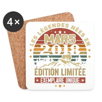 Vintage 2018 March Retro Anniversary Gift 2018 - Coasters (set of 4) - white - Front