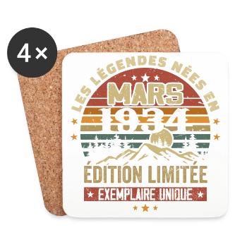 Vintage 1934 March Retro Birthday Gift 1934 - Coasters (set of 4) - white - Front