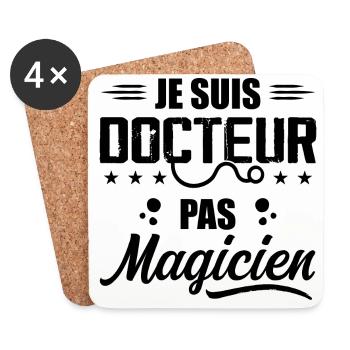 Ich bin Arzt, kein Zauberer Geschenk für Doktor - Untersetzer (4er-Set) - Weiß - Vorne