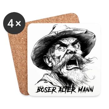 Böser Alter Mann - Untersetzer (4er-Set) - Weiß - Vorne