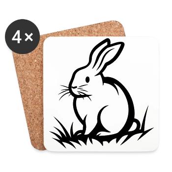 Hase Ostern - Untersetzer (4er-Set) - Weiß - Vorne
