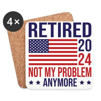 Retired 2024 Retirement USA American Flag Retro - Coasters (set of 4) - white - Front