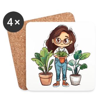 Plantes Dame Femme Fille J’aime les plantes - Dessous de verre (lot de 4) - blanc - Devant