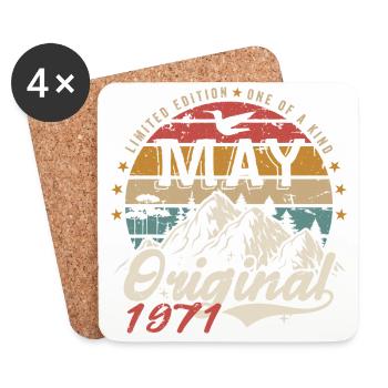 Mai 1971 Original Mai 1971 Geburtstagsgeschenk - Untersetzer (4er-Set) - Weiß - Vorne