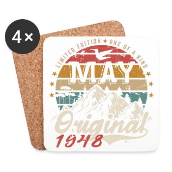 Mai 1948 Cadeau D'anniversaire Mai 1948 Original - Dessous de verre (lot de 4) - blanc - Devant