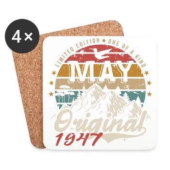 Mai 1947 Cadeau D'anniversaire Mai 1947 Original - Dessous de verre (lot de 4) - blanc - Devant
