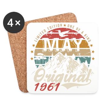May 1961 Original May 1961 Birthday Gift - Coasters (set of 4) - white - Front