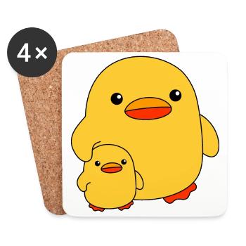 Baby Ente Kind Schwester Bruder Enten Geschwister - Untersetzer (4er-Set) - Weiß - Vorne