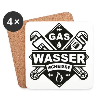 Gas Wasser Scheisse Emblem Installateur - Untersetzer (4er-Set) - Weiß - Vorne