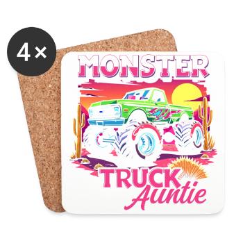 Monster Truck Auntie Matching Family Monster Truck - Dessous de verre (lot de 4) - blanc - Devant