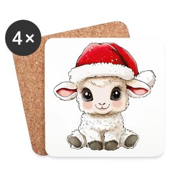 Sheep Christmas Cute Cute Llama Christmassy - Coasters (set of 4) - white - Front