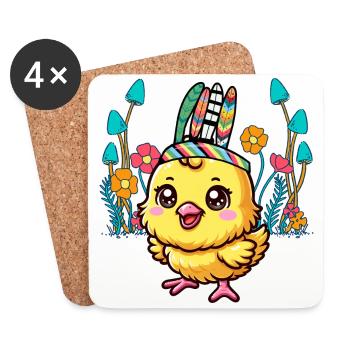 Poulet Poussin Pâques Poulets Enfant Enfants Bébé - Dessous de verre (lot de 4) - blanc - Devant