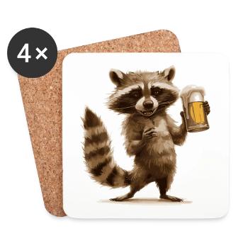 Raccoon Bière Drôle - Dessous de verre (lot de 4) - blanc - Devant