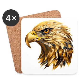 Eagle Head Gold Bird of Prey Bird Animal Nature - Coasters (set of 4) - white - Front