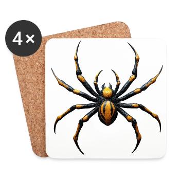 Spider Poisonous Yellow Black - Coasters (set of 4) - white - Front