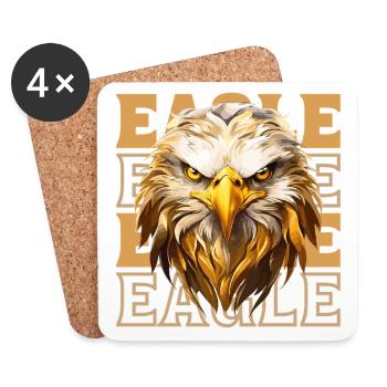 Tête d’aigle Or Oiseau de proie Oiseau Nature animale - Dessous de verre (lot de 4) - blanc - Devant