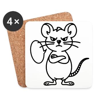Mouse with speech bubble to personalize - Coasters (set of 4) - white - Front