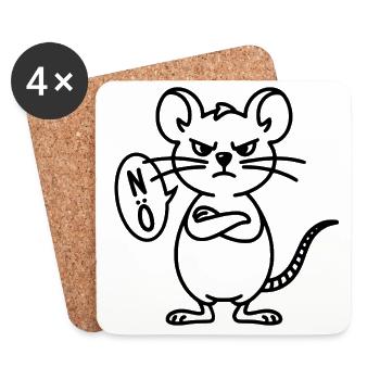 Maus Nö - Untersetzer (4er-Set) - Weiß - Vorne