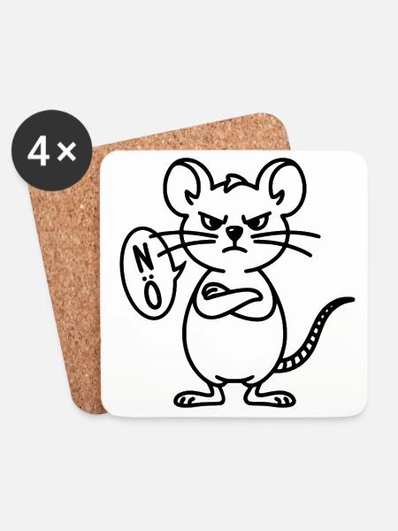 Maus Nö - Untersetzer (4er-Set) - Weiß