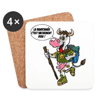 la vache en randonnée - Dessous de verre (lot de 4) - blanc - Devant