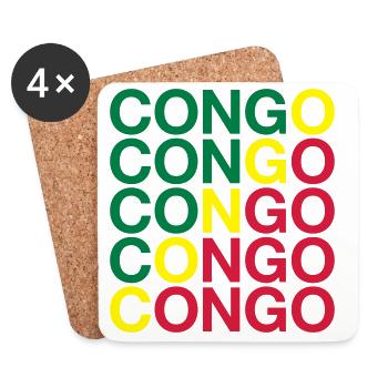 CONGO Flagge Kongo - Untersetzer (4er-Set) - Weiß - Vorne