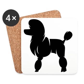 King Poodle Silhouette - Coasters (set of 4) - white - Front