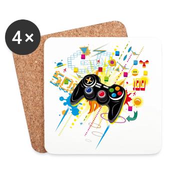 Gamepad Videogames mit verschiedenen Symbolen - Untersetzer (4er-Set) - Weiß - Vorne