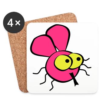Fliege - Untersetzer (4er-Set) - Weiß - Vorne