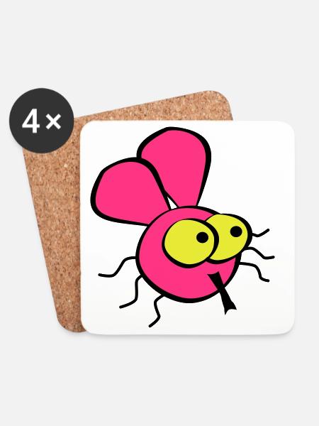 Fliege - Untersetzer (4er-Set) - Weiß