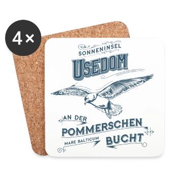 Sonneninsel Usedom - Untersetzer (4er-Set) - Weiß - Vorne