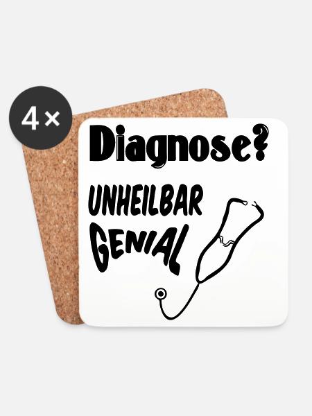 Diagnose? Unheilbar genial Geschenk Medizin - Untersetzer (4er-Set) - Weiß
