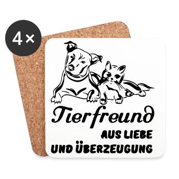 Tierfreund Tier Haustier Freund Liebe Geschenk - Untersetzer (4er-Set) - Weiß - Vorne