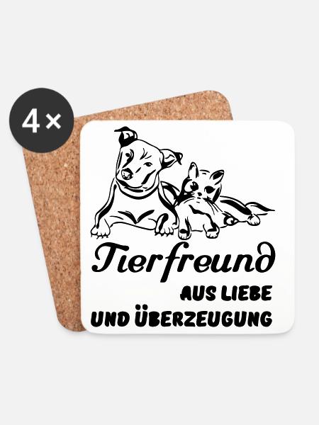 Tierfreund Tier Haustier Freund Liebe Geschenk - Untersetzer (4er-Set) - Weiß