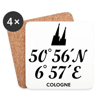 Köln Kölner Dom Koordinaten Cologne - Untersetzer (4er-Set) - Weiß - Vorne