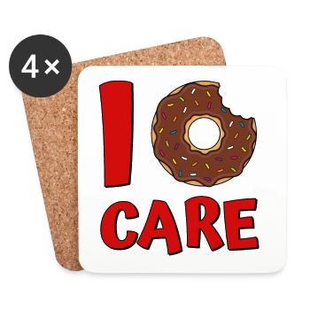 Donut disant I Care Donut en rouge - Dessous de verre (lot de 4) - blanc - Devant
