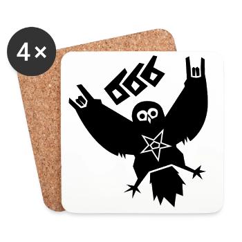 Owl Black Metal - Dessous de verre (lot de 4) - blanc - Devant