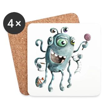 Lustiges Monster der Tiefsee - Untersetzer (4er-Set) - Weiß - Vorne