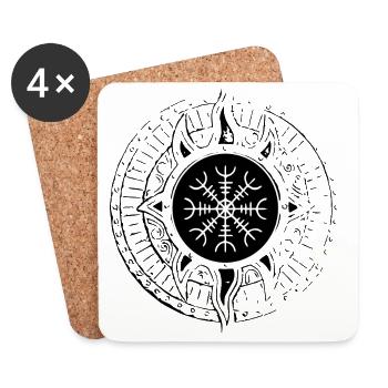 Ægishjálmur Helm des Ægir weiß - Untersetzer (4er-Set) - Weiß - Vorne