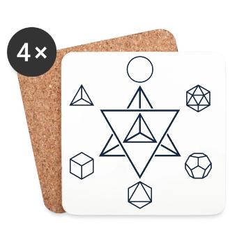 Merkaba and the Platonic Solids, Sacred Geometry - Coasters (set of 4) - white - Front
