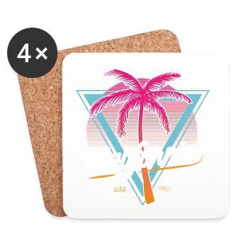 California Palmen Retro Neon - Untersetzer (4er-Set) - Weiß - Vorne