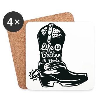 Boots cowboy western horse spur saying gift - Coasters (set of 4) - white - Front