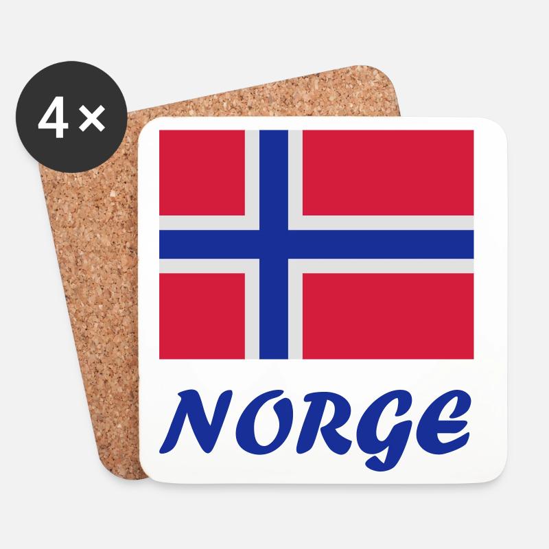 Norwegische Flagge - Untersetzer (4er-Set) - Weiß
