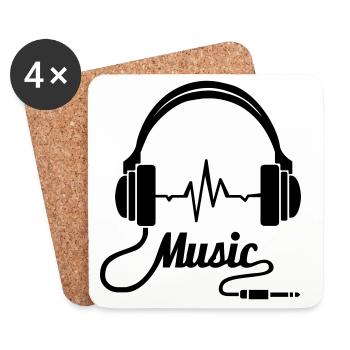 Earphones Music! - Coasters (set of 4) - white - Front