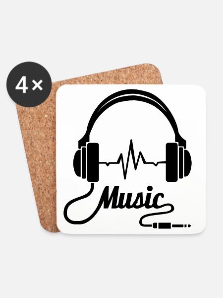 Earphones Music! - Coasters (set of 4) - white