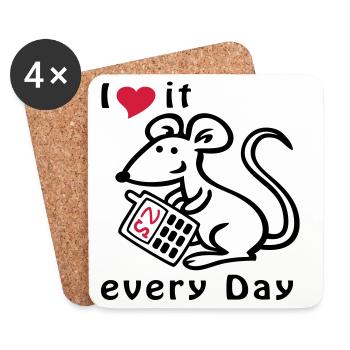 Mobile Phone, Mouse, Chat - Coasters (set of 4) - white - Front