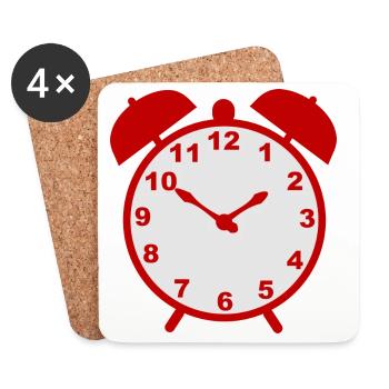 Classic alarm clock with red frame - Coasters (set of 4) - white - Front